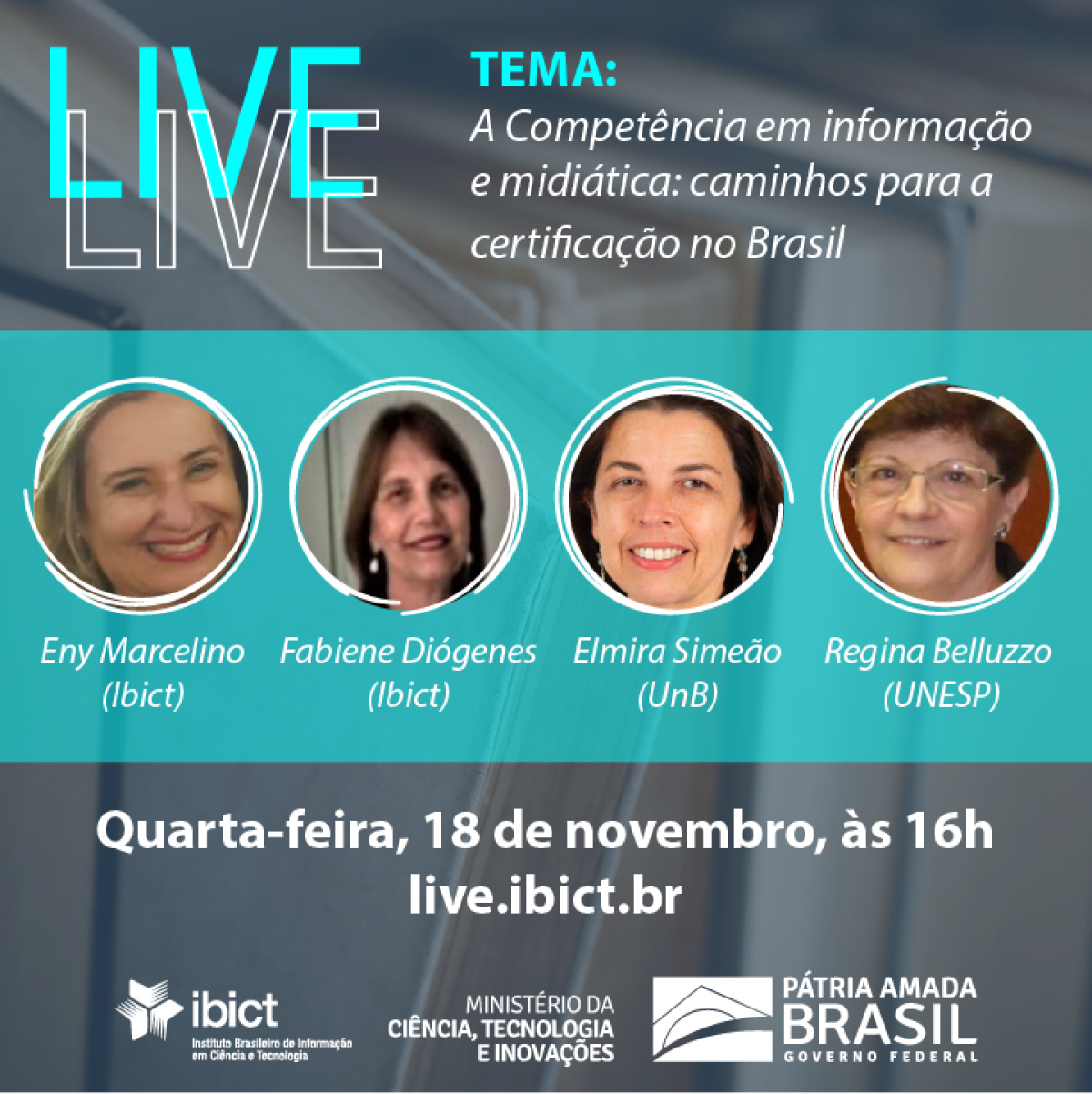 “A Competência em informação e midiática: caminhos para a certificação no Brasil” é o tema da próxima live do Ibict