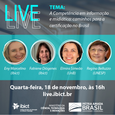 “A Competência em informação e midiática: caminhos para a certificação no Brasil” é o tema da próxima live do Ibict