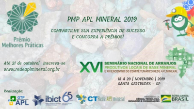 Inscrições para o prêmio Melhores Práticas em APL de base mineral vão até dia 21 de outubro