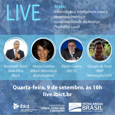 Live QuartaàsQuatro vai debater informação e inteligência para o desenvolvimento e sustentabilidade do Arranjo Produtivo Local