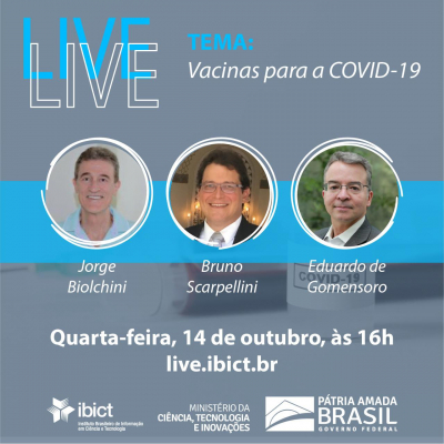 Próxima live QuartaàsQuatro abordará “Vacinas para a COVID-19”