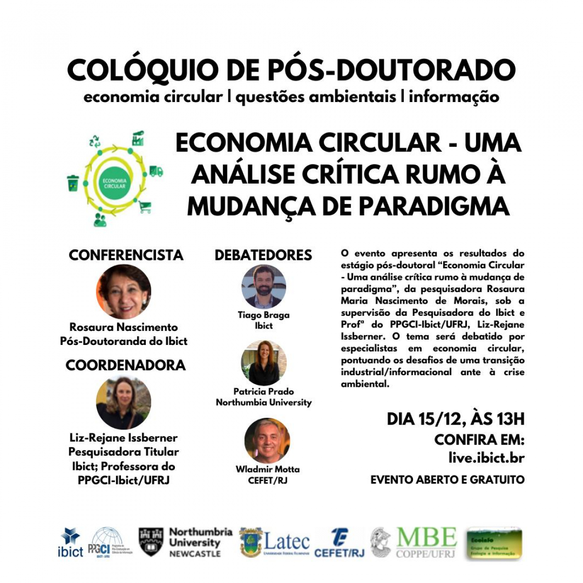 Confira o colóquio sobre &quot;Economia Circular - Uma análise crítica rumo à mudança de paradigma&quot;