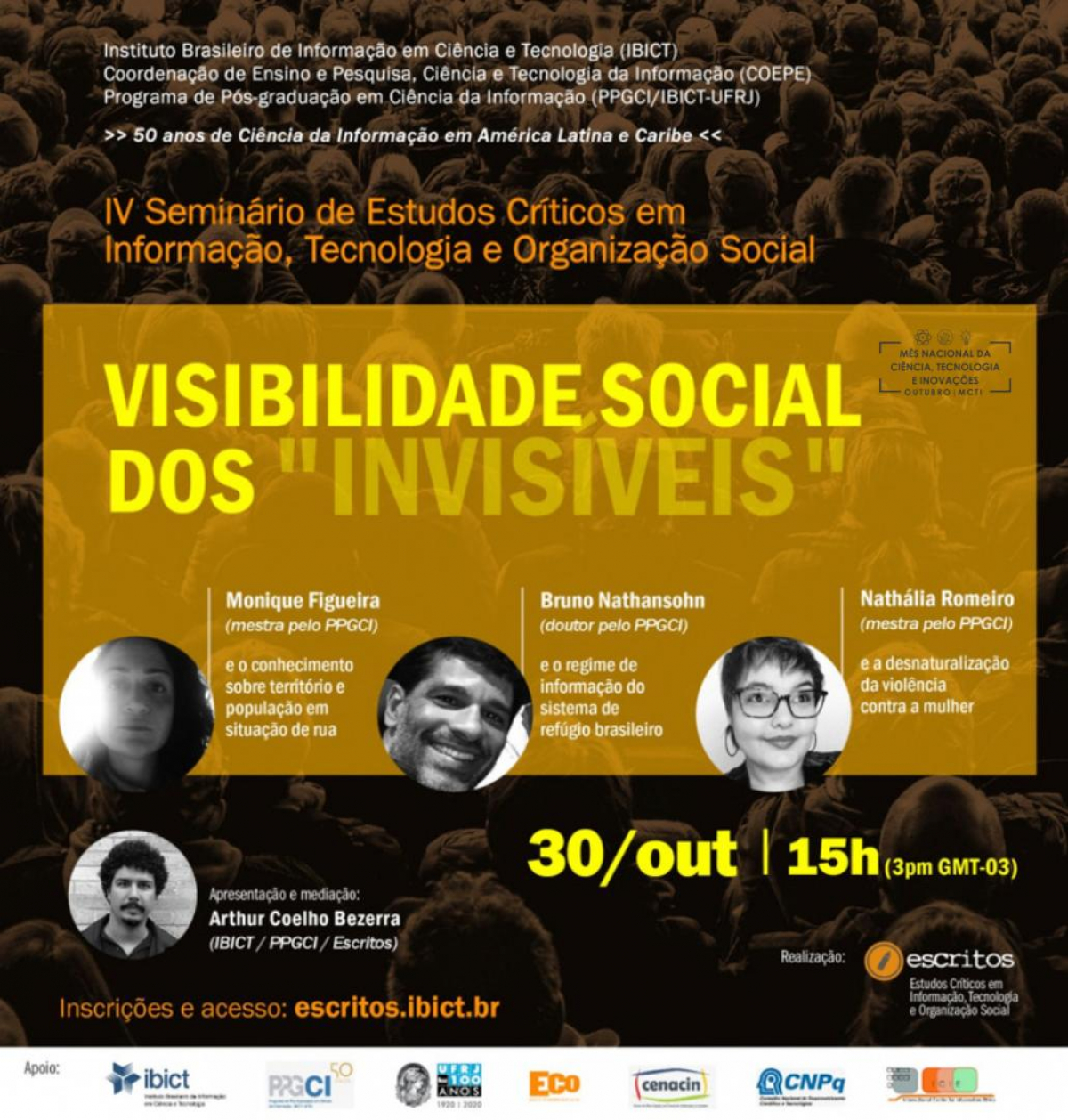 Inscrições gratuitas: IV Seminário de Estudos Críticos em Informação, Tecnologia e Organização Social